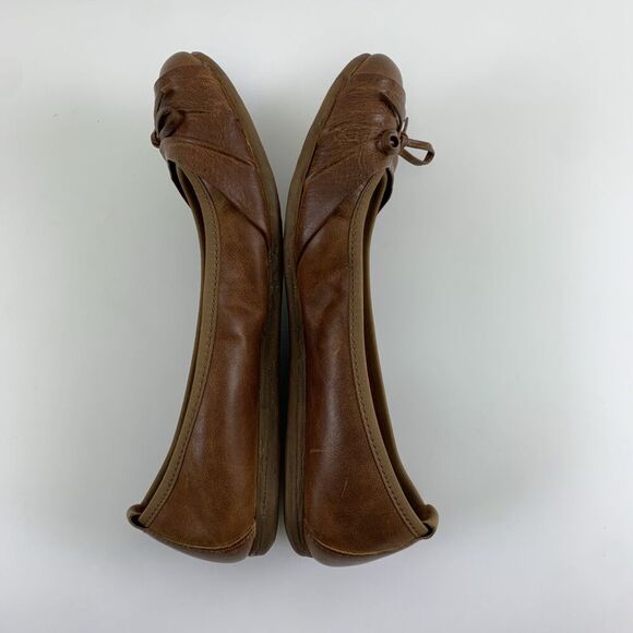 Born Chelan Ballet Flat Brown Leather Slip On Bow Round Toe Comfort Womens 7.5 - Picture 9 of 11